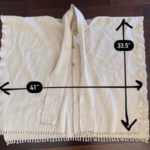 Cream 100% Wool Poncho